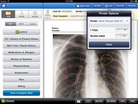 iPad being used to view xrays