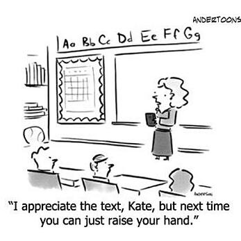 I appreciate your text but next time raise your hand cartoon for byod