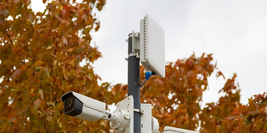 outdoor access point mounted to a pole
